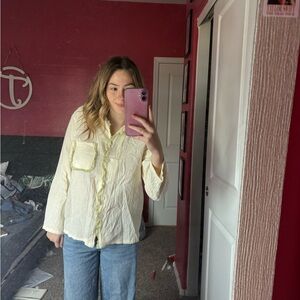 Target Women's Light Yellow Button-Down Shirt